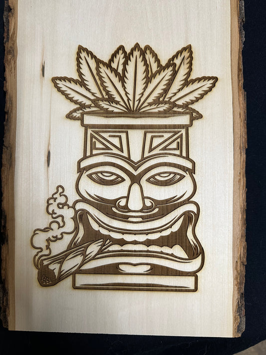 Wall Art -  laser etched on live-edge basswood Token Joe Graphic