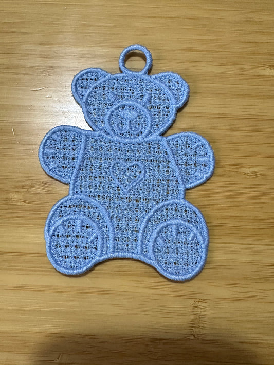 Lace - Ornaments Teddy Bear Baby Blue Christmas 4"
