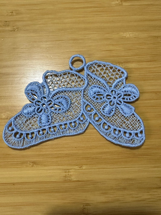 Lace - Ornaments Baby Shoes Baby Blue Christmas