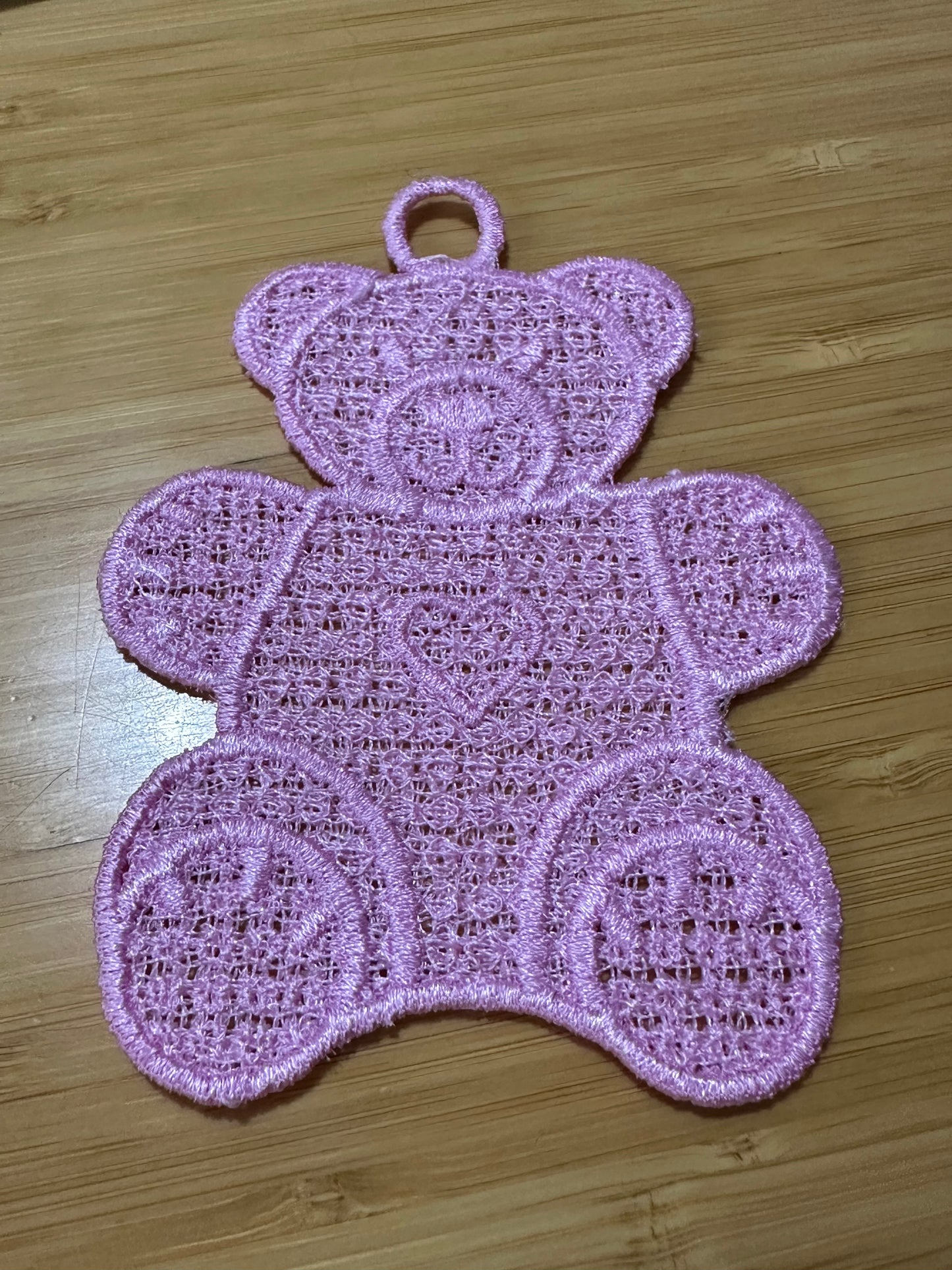 Lace - Ornaments Teddy Bear Pink Christmas 4"