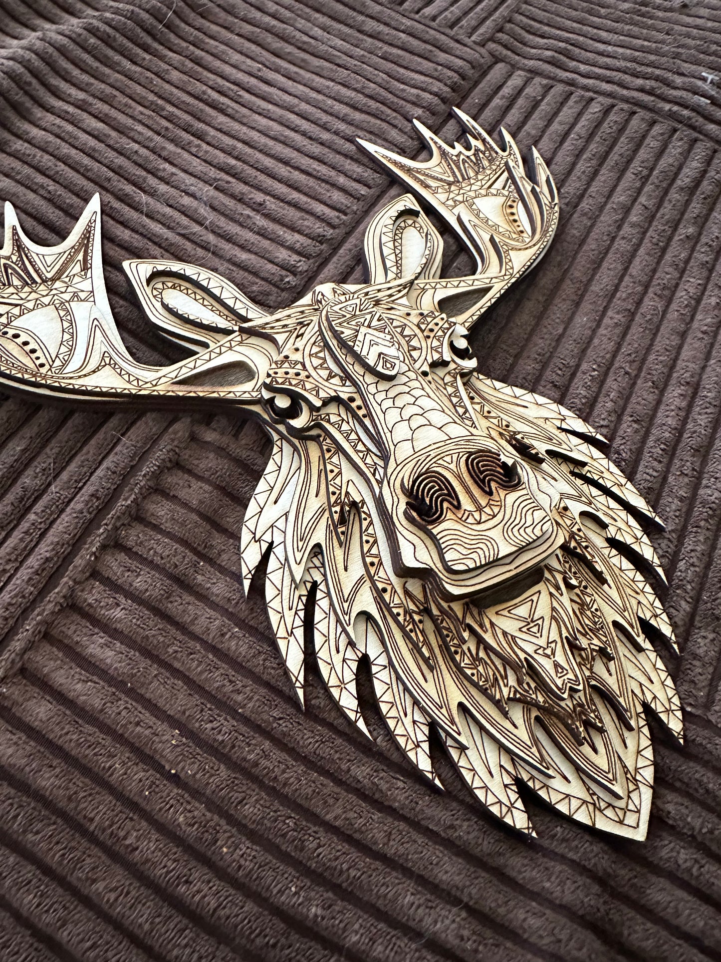 Wall Art - 3D, Spiritual Moose mandala 7 layers of 3mm Baltic Birch