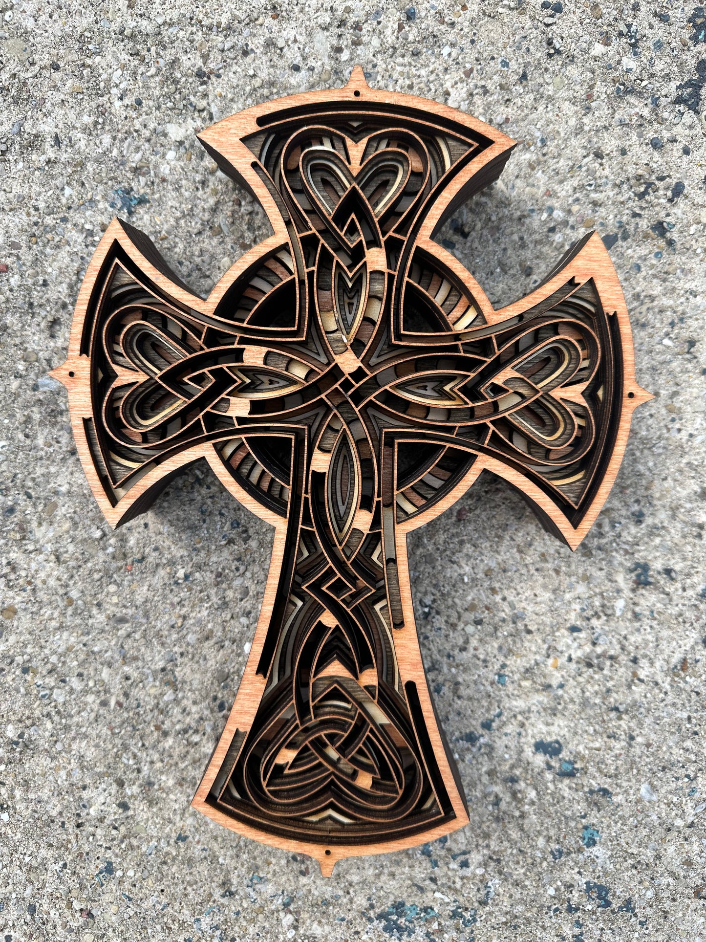 Wall Art - 3D, Celtic Cross, tri-stained Multi-layer