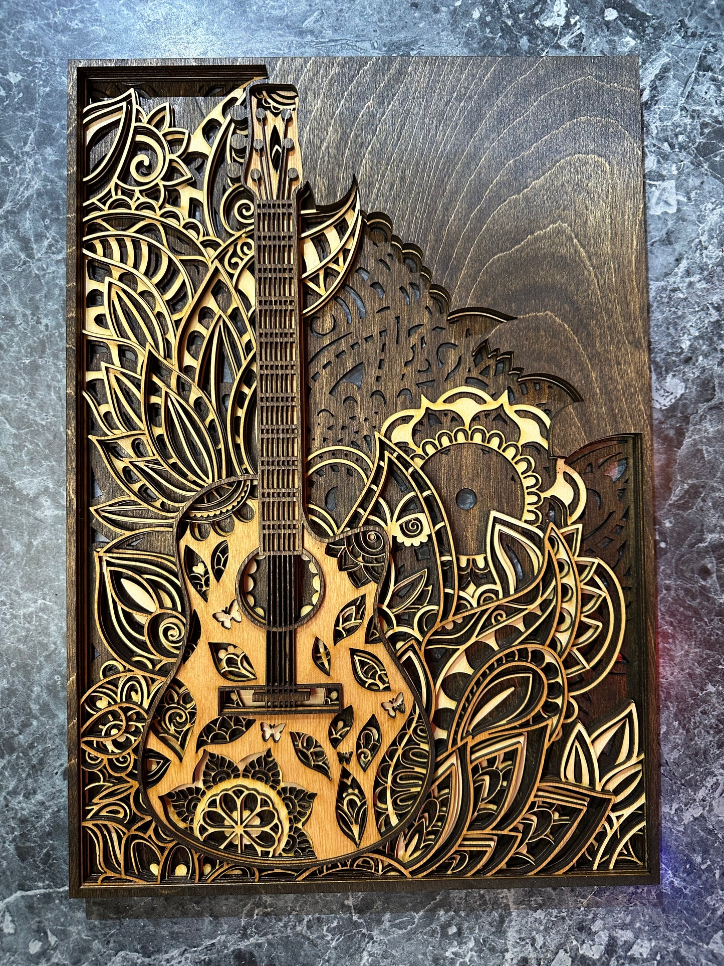 Wall Art - 3D, "The Guitar", 5 layers of Baltic Birch