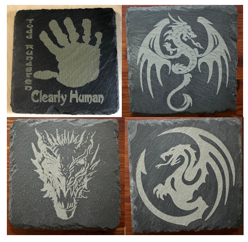 Coasters - slate (set of 4) custom laser etched 3.5"