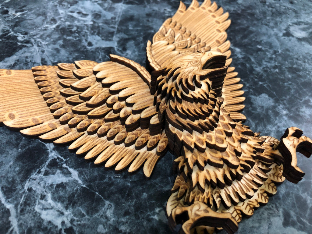 Wall Art - 3D Eagle, 3mm layered wood