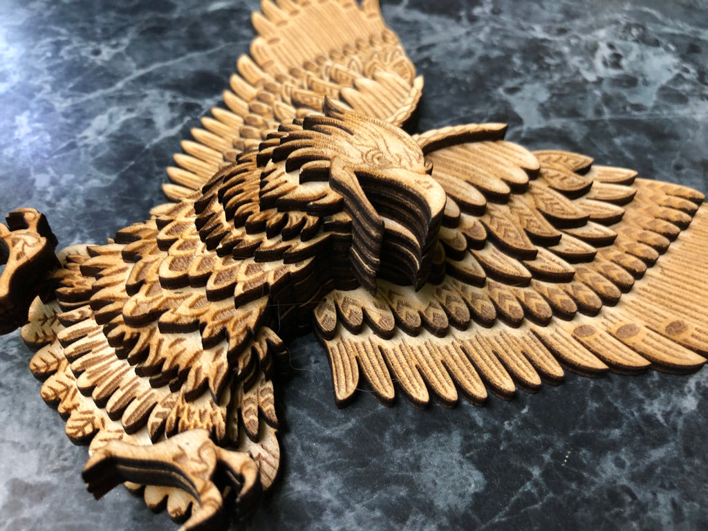 Wall Art - 3D Eagle, 3mm layered wood