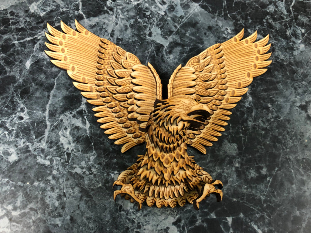 Wall Art - 3D Eagle, 3mm layered wood