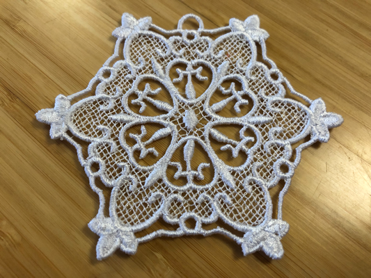 Lace - Ornaments Snowflake #1 White Christmas 4"