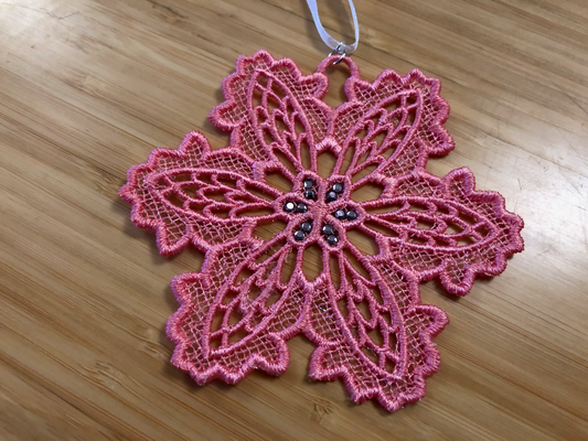 Lace - Ornaments Snowflake #5 Peach Christmas 4"