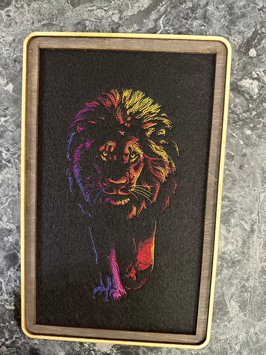 Wall Art - Embroidered Lion (approx. 7"w x 11"h)