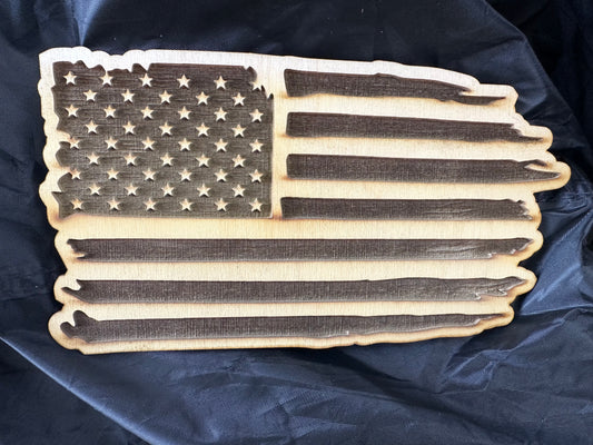 Distressed US Flag on 3mm wood