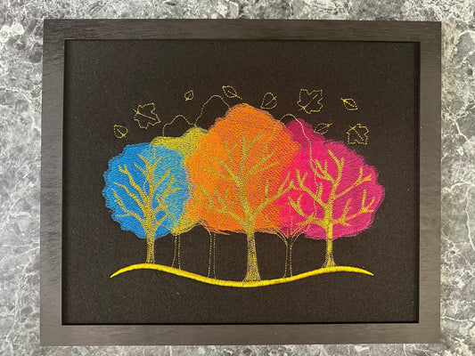 Wall Art - Embroidered Electric Fall Trees