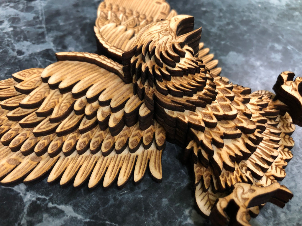 Wall Art - 3D Eagle, 3mm layered wood